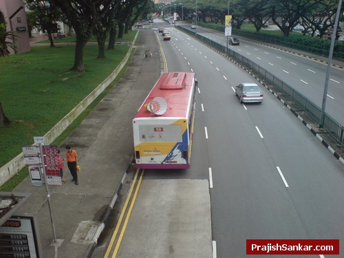 This is the back view as the bus left
