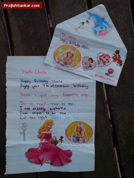 A letter gift from a 9 year old child