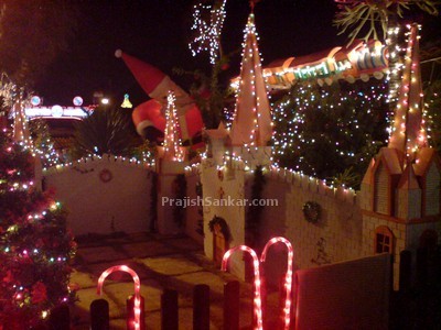 Christmas palace decoration with Santa Claus