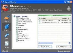 [Click to view larger image] CCleaner registry cleaner and optimizer
