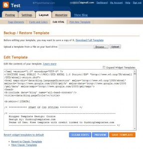 Blogger layout edit HTML template
