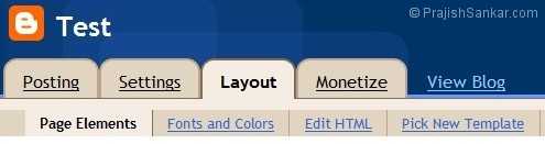 Blogger layout link from blog tabs view